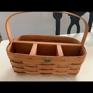 Peterboro Handwoven Wooden Caddy Basket in Natural Brown